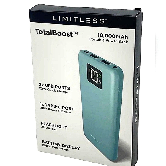 Limitless TotalBoost 10KmAh Portable Chargers w/ 20W Powerbank/Flashlight - Picture 3 of 3